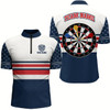 Goofygearprints Personalized American Flag Dartboard Quarter-Zip Shirt Patriotic Darts Jersey For Men