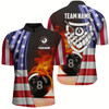 Goofygearprints Personalized Fire 8 Ball Pool Billiard 3D Quarter-Zip Shirts For Men, Us Flag Billiards Jerseys Style 2