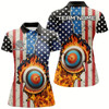 Goofygearprints Personalized Us Flag Flame Target Archery 3D Polo Shirts For Women, Custom Archery Team Shirts Design