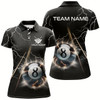 Goofygearprints Personalized Thunder Lighting Black 8 Ball Billiard 3D Polo Shirts For Women, Pool Balls Jerseys