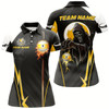 Goofygearprints Funny Death Skeleton Billiard Ball 9 Fire Custom Women Polo Shirts, Best 9 Ball Pool Jerseys