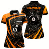 Goofygearprints Personalized Orange Glass Break 8 Ball Billiard 3D Polo Shirts For Women, Custom 8 Ball Pool Jerseys Style 1