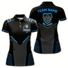 Goofygearprints Personalized Style Black Blue 8 Ball Billiard 3D Polo Shirts For Women, 8 Ball Pool Team Jerseys