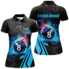 Goofygearprints Billiard 8 Ball Flame Blue Version 3D Printed Women Polo Shirts Best Custom Pool Team Jerseys Shirts Style 1