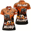Goofygearprints Black Orange Skeleton Halloween Custom Full Printing 3D Women Polo Shirts Best Billiard Gifts Lovers