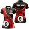 Goofygearprints Personalized Funny Flaming 8 Ball Pool Custom Red Billiard Jerseys Shirts For Women, Billiard Apparel
