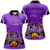 Goofygearprints Purple Halloween Spook Night Skeleton Dance Custom Women Billiard Shirts, Billiard Halloween Outfit Style 2