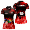 Goofygearprints Personalized Billiard Balls Flame Billiard Red 3D Polo Shirts For Women, Custom 8 Ball Pool Jerseys Style 2