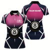 Goofygearprints Personalized Pink Black 8 Ball Pool Billiard Shirt For Women, Billiard Sport Pool Team Jerseys Style 1