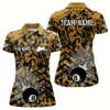 Goofygearprints Personalized Flame 8 Ball Custom Yellow Camo Abstract Billiard Shirt For Women, Pool Billiard Jerseys