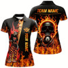 Goofygearprints Personalized Funny Skeleton Fire Flame 3D Women Billiard Shirts Custom Skull 8 Ball Pool Shirts