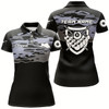 Goofygearprints Personalized Silver Lighting 8 Ball Black Billiard Polo Shirts For Women, Custom Billiards Jerseys