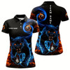 Goofygearprints Personalized Orange And Blue Flaming 3D Panther Billiard Shirts For Women, Cool Team Billiard Jerseys Style 1