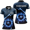 Goofygearprints Blue 8 Ball Pool Thunder Lightning Strike Custom Women Billiard Shirts, Billiard League Team Jerseys Style 1