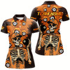 Goofygearprints Personalized Orange Funny Skeleton With 8 Ball Pool Women Billiard Shirts, 8 Ball Fire Pool Jerseys