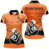 Goofygearprints Funny Skeleton Hugging 8 Ball Pool Custom Orange Halloween Women Billiard Shirts Halloween Outfit Style 2