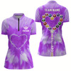 Goofygearprints Customized Purple Tie Dye Heart Billiard Women Quarter-Zip Shirt, Unique Billiard Shirt Gift