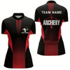 Goofygearprints Personalized Red Black Bows Archery Quarter-Zip Shirts For Women, Custom Archery Team Shirts