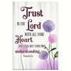 Trust In The Lord Proverbs 3:5 Wall Art Canvas Dandelions Flowers Canvas Wall Art Christian Home Decor
