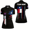 Goofygearprints Custom Vintage Billiard Texas Flag Women Quarter-Zip Shirts, Patriotic Gift For Pool Lover Style 2