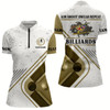Goofygearprints Billiards Aim Shoot Swear Repeat Custom Billiard White Grunge Quarter-Zip Shirts For Women