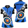 Goofygearprints Personalized Archery Target Blue Black Archery Quarter-Zip Shirts For Women Custom Archery Jerseys