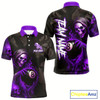 Goofygear Grim Reaper Custom Flame 8 Ball Pool Billiard Shirt For Men, Purple Black Billiard Team Jersey