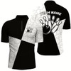 Goofygear Black And White Custom Retro Bowling Shirts For Men, Classic Bowling Team Shirt Bowlers Outfit Style 1