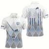 Goofygear Blue Argyle Pattern American Flag Golf Clubs Mens Golf Polo Shirts Custom Golf Shirt For Men