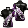 Goofygear Custom Black And Purple Thunder Lightning Strike Bowling Polo Shirts For Men Team Shirt