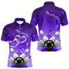 Goofygear Purple Heart Theme Custom Valentines Bowling Polo Shirts For Men, Couple Bowling Shirt
