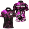 Goofygear Pink Thunder Lightning Custom Cobra Snake Bowling Polo Shirts For Men, Bowling Team Shirt
