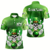 Goofygear Custom Celtic St Patricks Day Bowling Polo Team Shirts For Men, Shamprock Skull Bowling Shirt