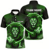 Goofygear Custom Lion Bowling Polo Shirts For Men, Personalized Bowling Shirts Bowling Uniform Green Style 2