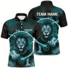 Goofygear Custom Lion Bowling Polo Shirts For Men, Personalized Bowling Shirts Bowling Uniform Blue Style 2