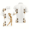 Goofygear Leopard Argyle Pattern White Men Golf Polo Shirts Custom Golf Wear For Men, Unique Golf Gifts