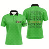 Goofygear Funny Men Golf Polo Shirts I Hate Golf Nice Shot I Love Golf Custom Green Pattern Golf Polo Shirts