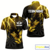 Goofygear Custom Men Polo Darts Shirt With Yellow Lightning & Glowing Butterfly, Darts Jersey Style 1