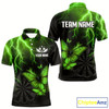 Goofygear Custom Men Polo Darts Shirt With Emerald Lightning & Glowing Butterfly, Darts Jersey