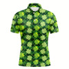 Goofygear Personalized Green Argyle Shamrock Pattern Men Golf Polo Shirts Custom St Patrick Day Men Golf Tops