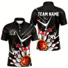 Goofygear Custom Black And Red Flame Bowling Polo Shirts For Men, Fire Bowling Team Uniform