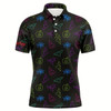 Goofygear Colorful Neon Halloween Pattern Black Mens Golf Polo Shirts Custom Golf Attire For Men Golfer Gifts