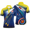 Goofygear Personalized Yellow Blue 3D Target Archery Polo Shirts For Men, Custom Arrows Archery Team Shirts