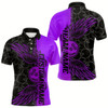 Goofygear Black And Purple Custom Bowling Ball And Wings Bowling Polo Shirts For Men, Team Uniform
