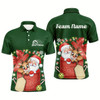 Goofygear Funny Santa And Reindeer Custom Funny Pickleball Polo Shirts For Men Pickleball Gifts