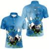 Goofygear Custom Blue Valentine Bowling Polo Shirts For Men, Bowling And Roses Couple Bowling Outfits