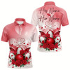 Goofygear Bowling And Red Roses Custom Valentine Bowling Polo Shirts For Men Bowling Couple Outfits Style 2