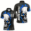 Goofygear Black And Blue Flame Skull Custom Dart Polo Shirts For Men, Fire Dart Team Jerseys