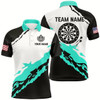 Goofygear Personalized Dartboard Turquoise Black Darts Jersey For Men Custom Team Name Darts Polo Shirt Gifts
