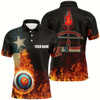 Goofygear Personalized Texas Flag Flaming Target Archery 3D Polo Shirts For Men, Fire Arrow Archery Jerseys
